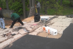 Self adhered modified bitumen flat roof during